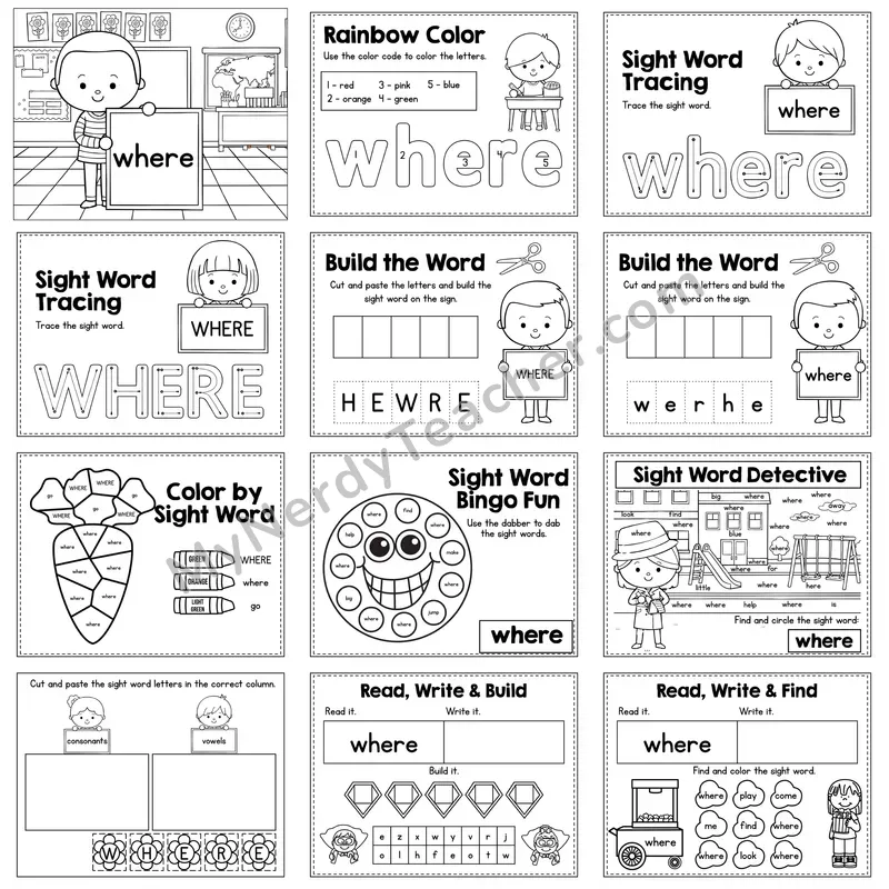 Sight Word Review Worksheet — where