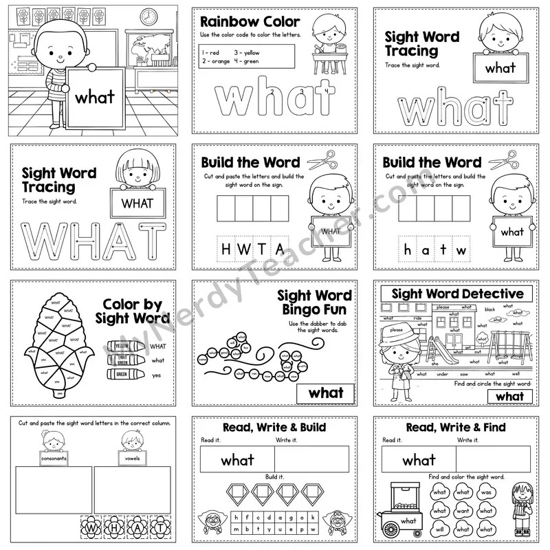 Sight Word Review Worksheet — what