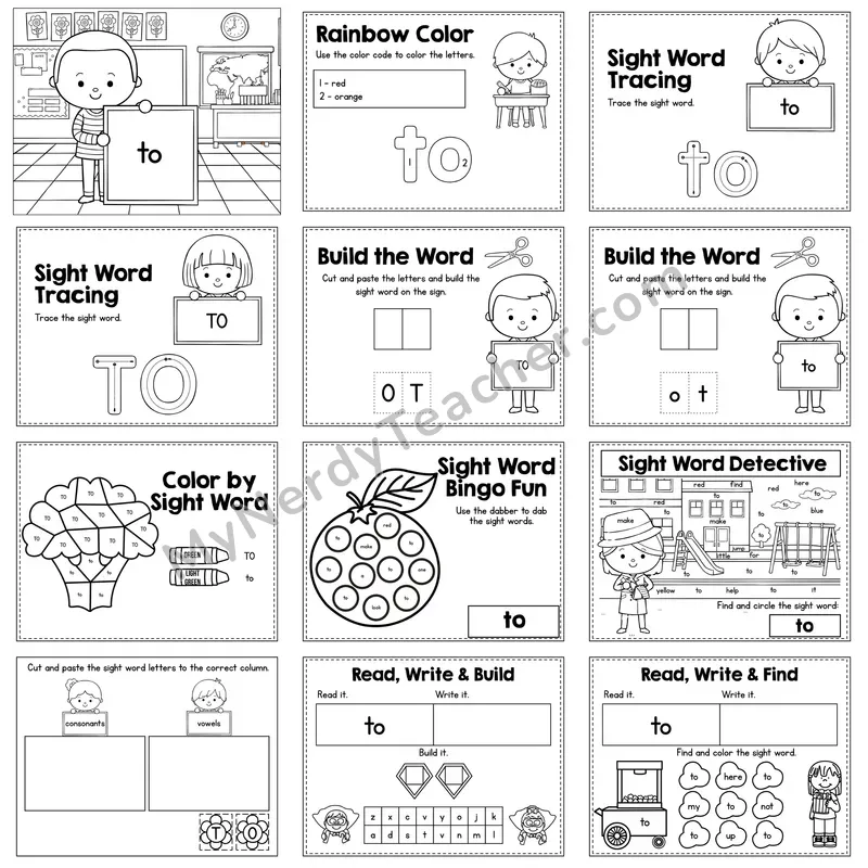 Sight Word Review Worksheet — to