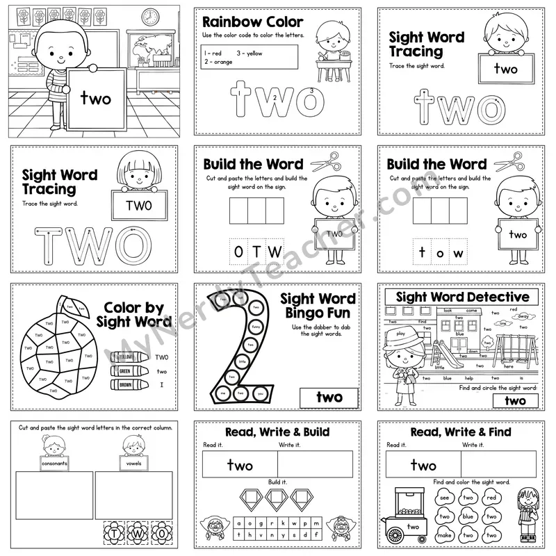 Sight Word Review Worksheet — two
