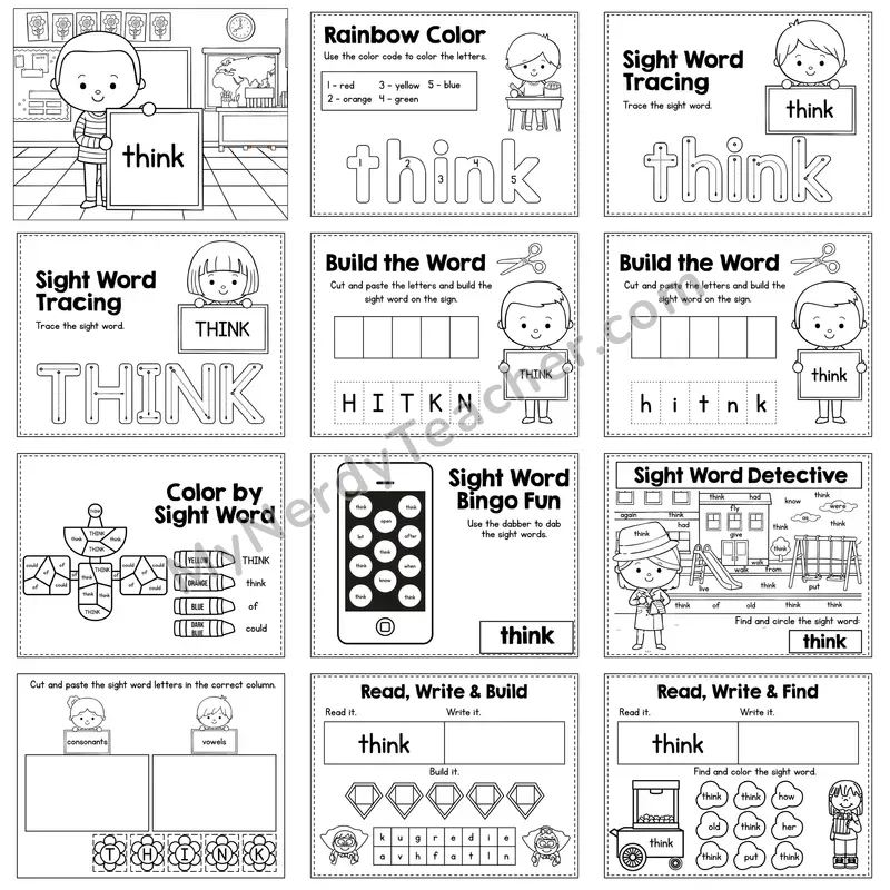 Sight Word Review Worksheet — think