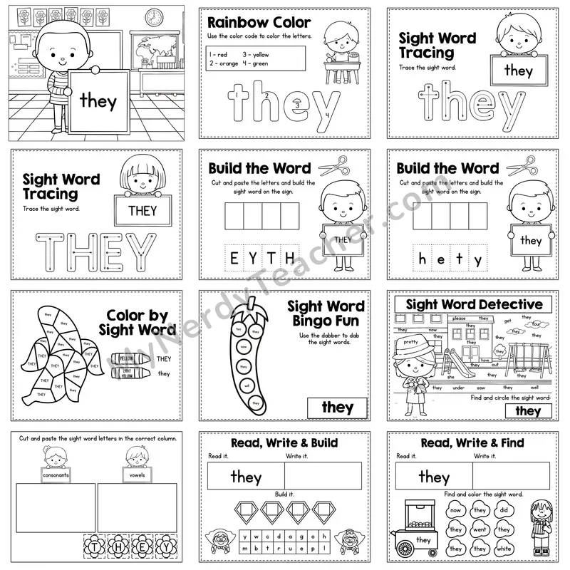 Sight Word Review Worksheet — they