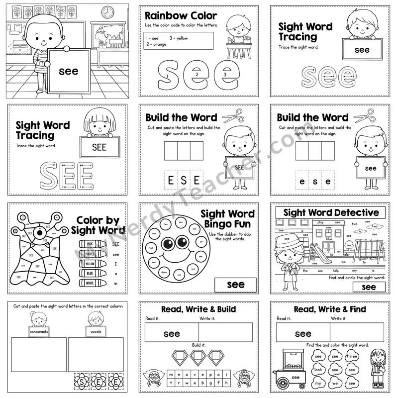 Sight Word Review Worksheet — see