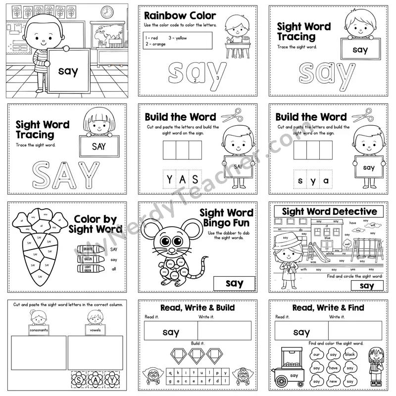 Sight Word Review Worksheet — say