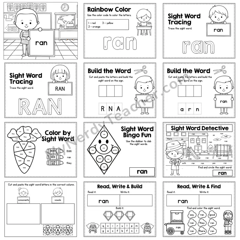 Sight Word Review Worksheet — ran