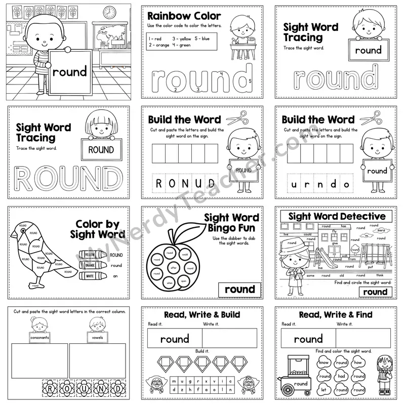 Sight Word Review Worksheet — round