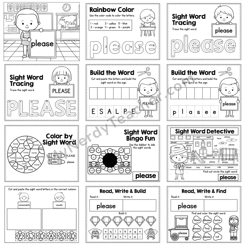 Sight Word Review Worksheet — please