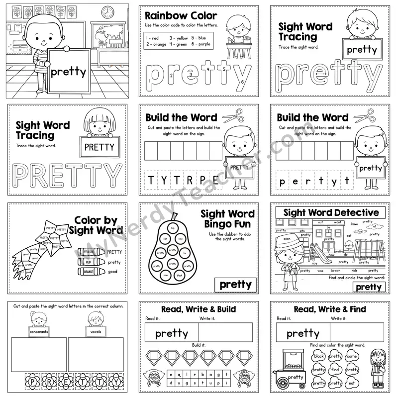 Sight Word Review Worksheet — pretty