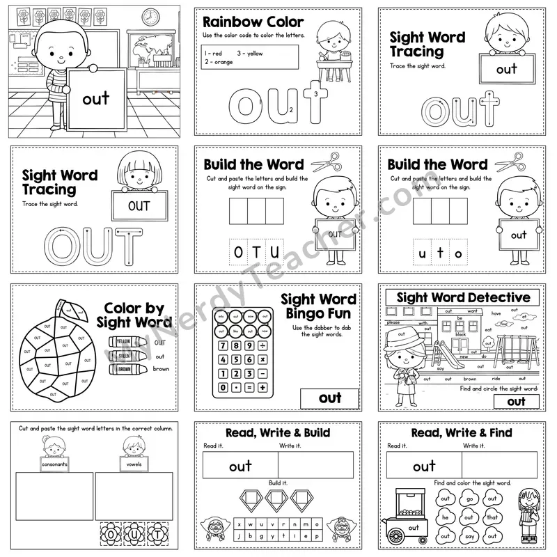 Sight Word Review Worksheet — out