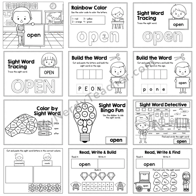 Sight Word Review Worksheet — open