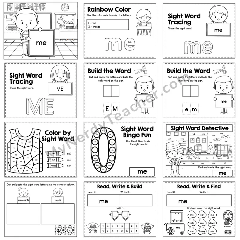 Sight Word Review Worksheet — me