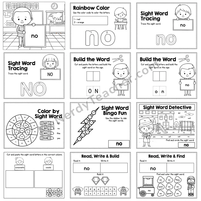 Sight Word Review Worksheet — no
