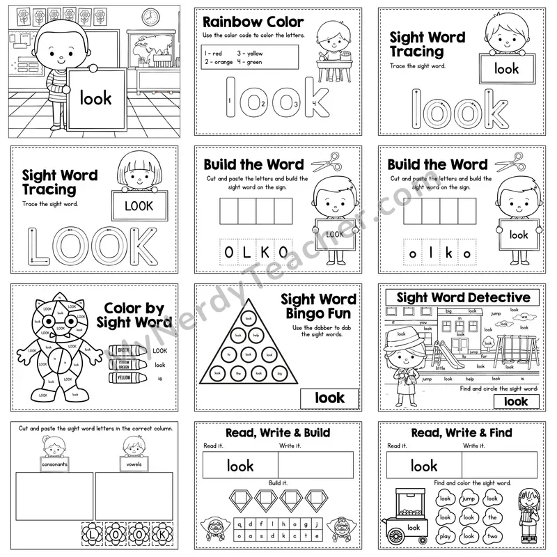 Sight Word Review Worksheet — look