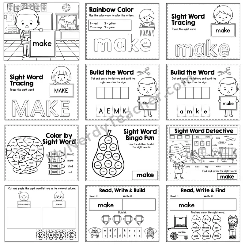 Sight Word Review Worksheet — make
