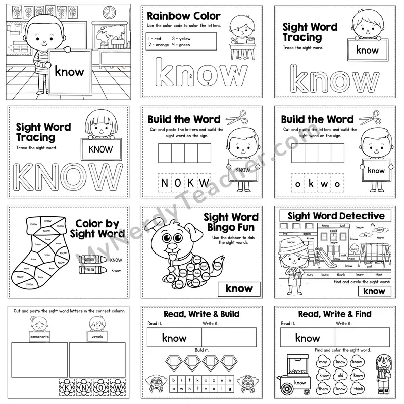 Sight Word Review Worksheet — know