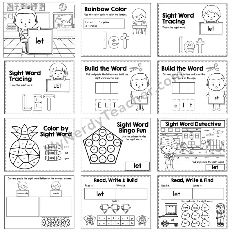 Sight Word Review Worksheet — let