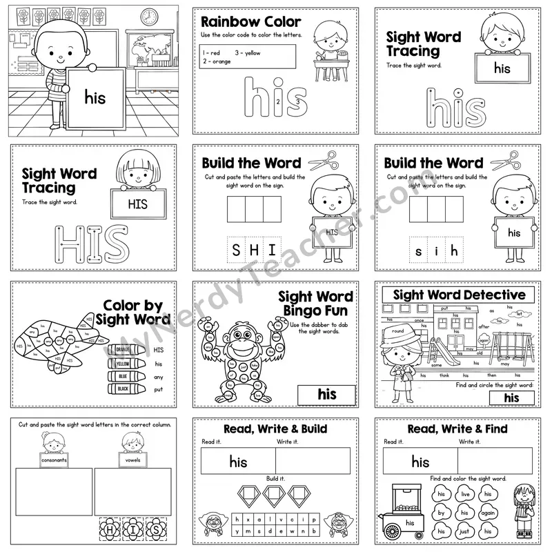 Sight Word Review Worksheet — his