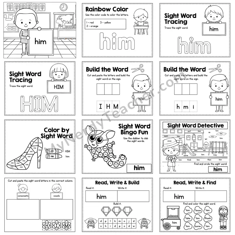 Sight Word Review Worksheet — him