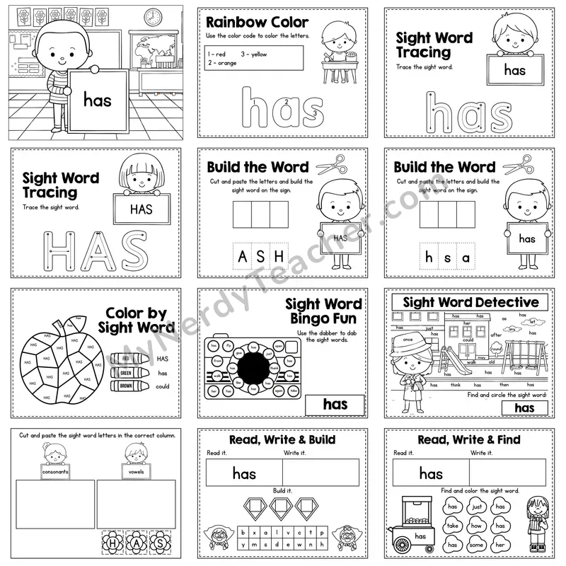 Sight Word Review Worksheet — has