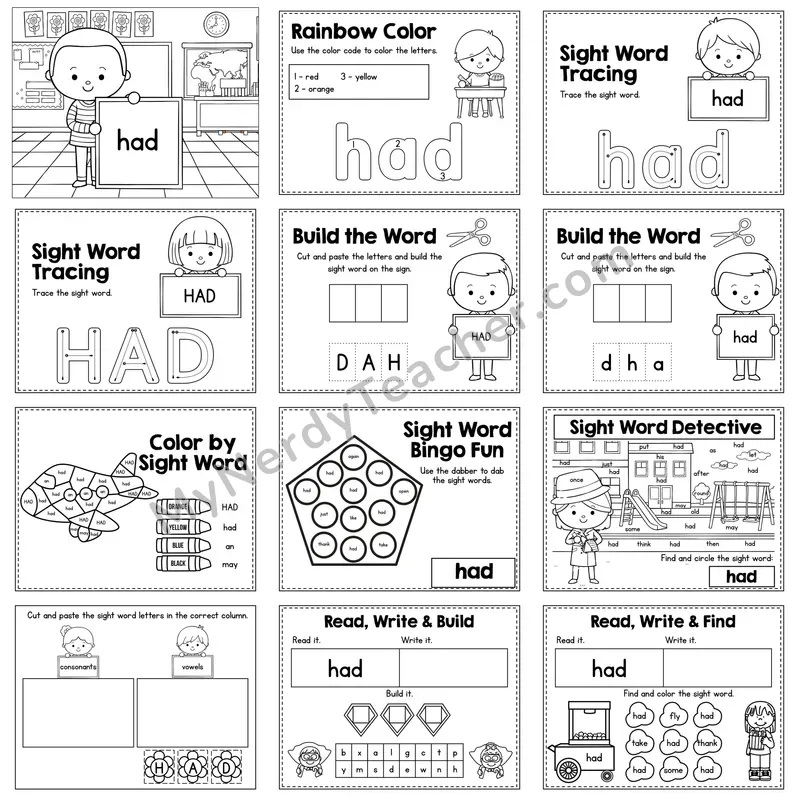 Sight Word Review Worksheet — had