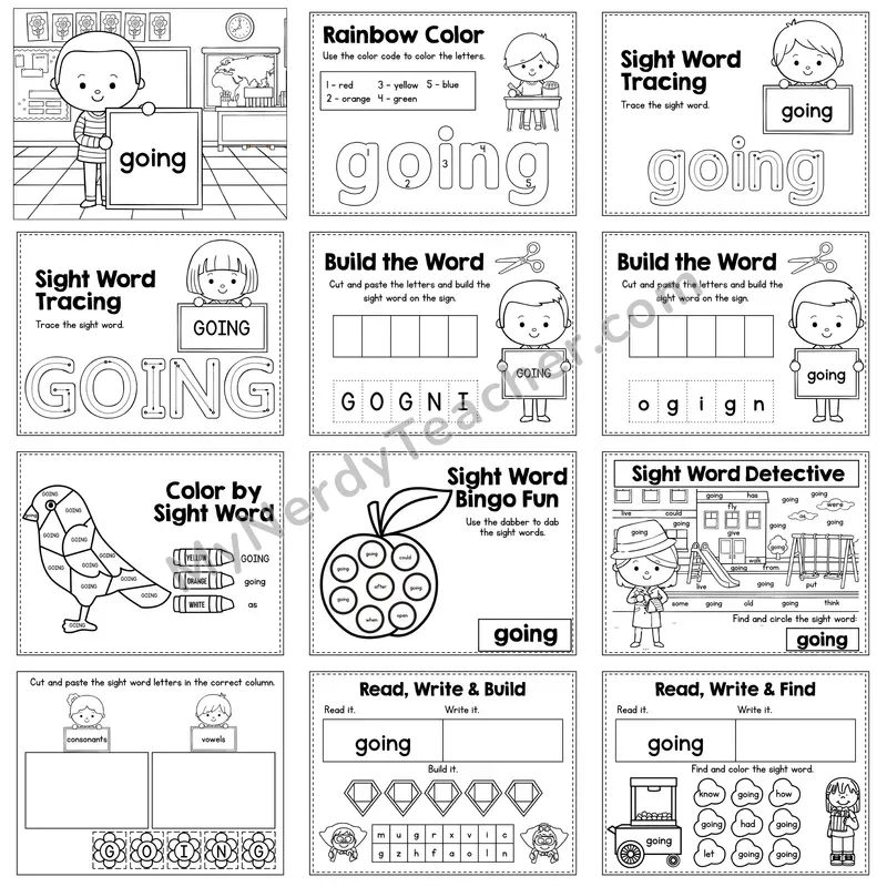 Sight Word Review Worksheet — going