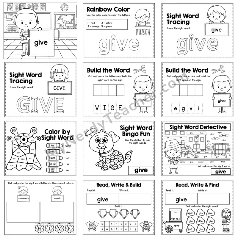Sight Word Review Worksheet — give