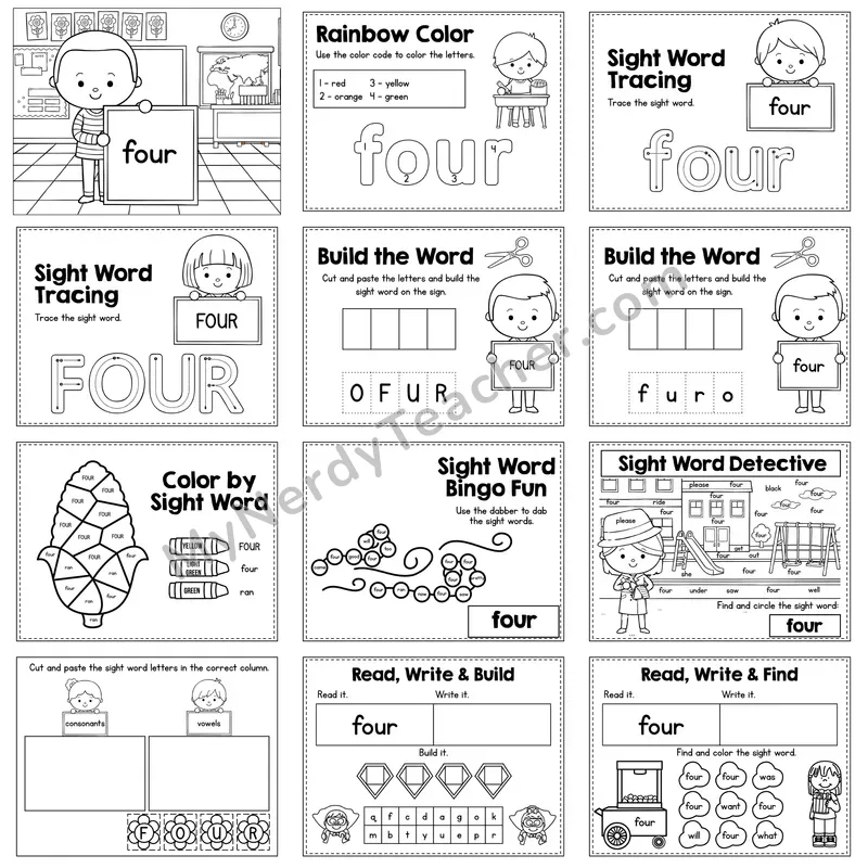 Sight Word Review Worksheet — four