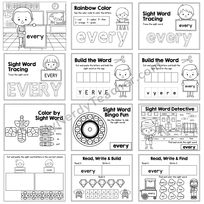 Sight Word Review Worksheet — every
