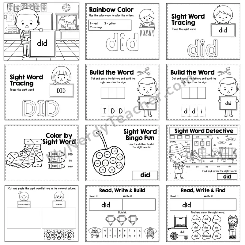 Sight Word Review Worksheet — did
