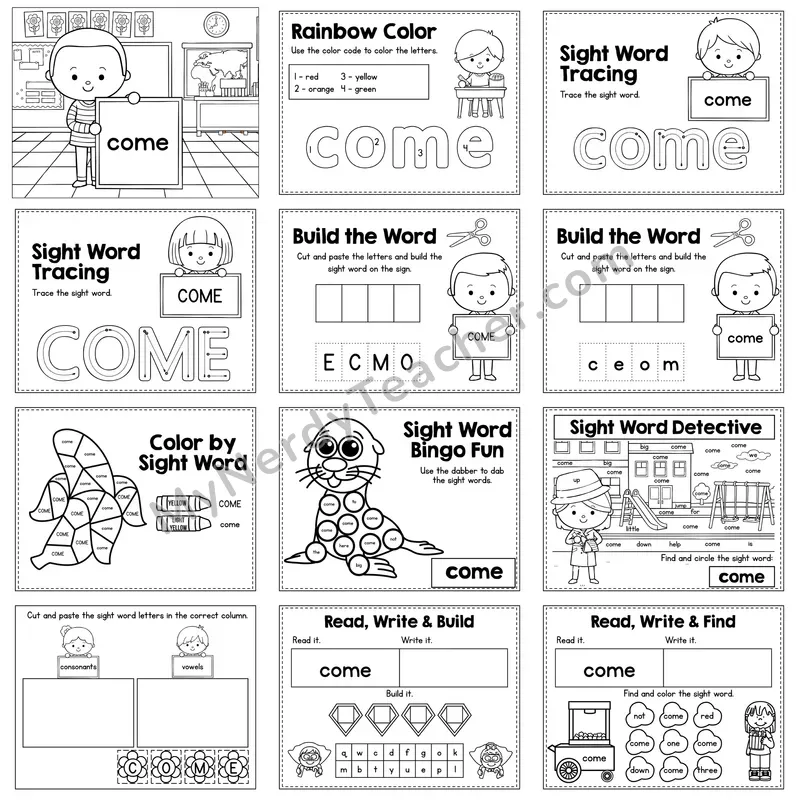 Sight Word Review Worksheet — come