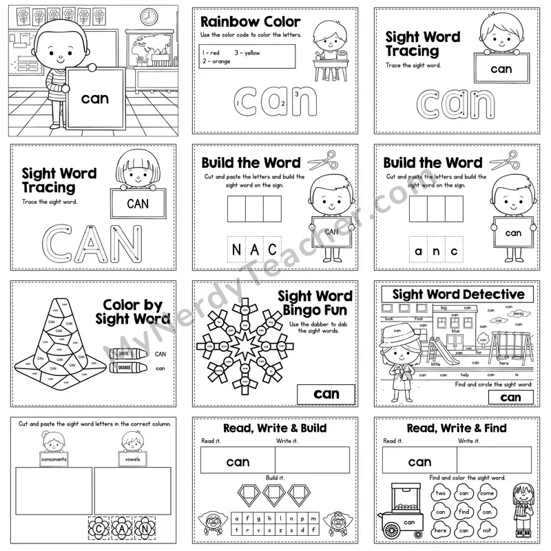 Sight Word Review Worksheet — can