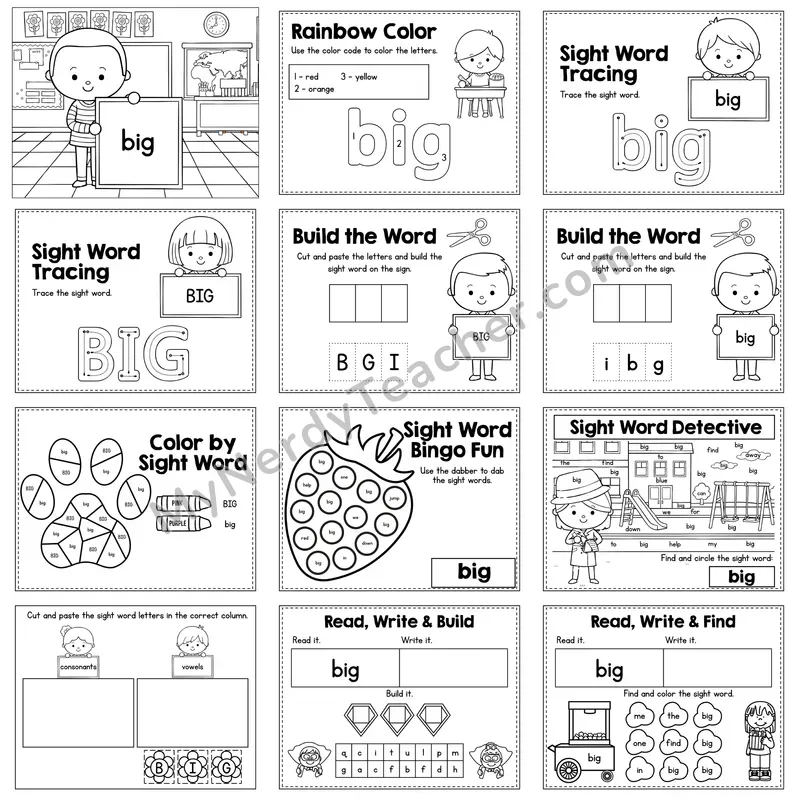 Sight Word Review Worksheet — big