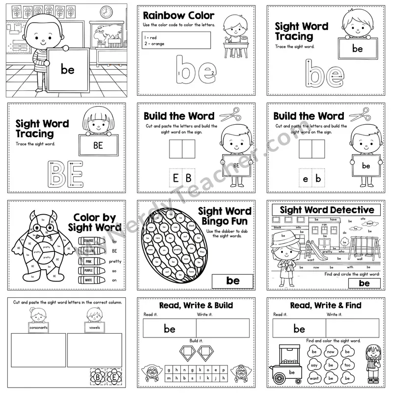Sight Word Review Worksheet — be