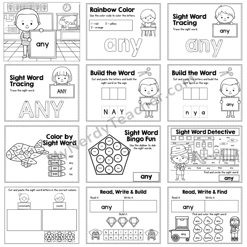 Sight Word Review Worksheet — any