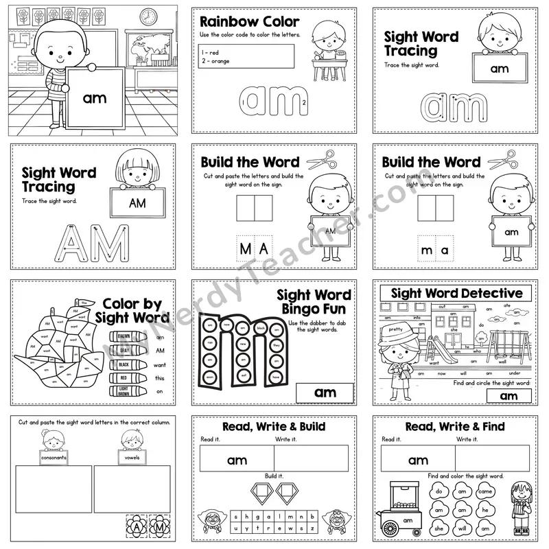 Sight Word Review Worksheet — am