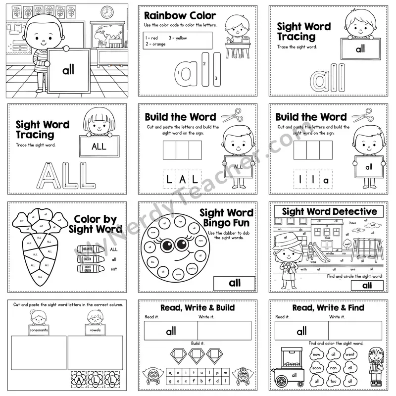 Sight Word Review Worksheet — all