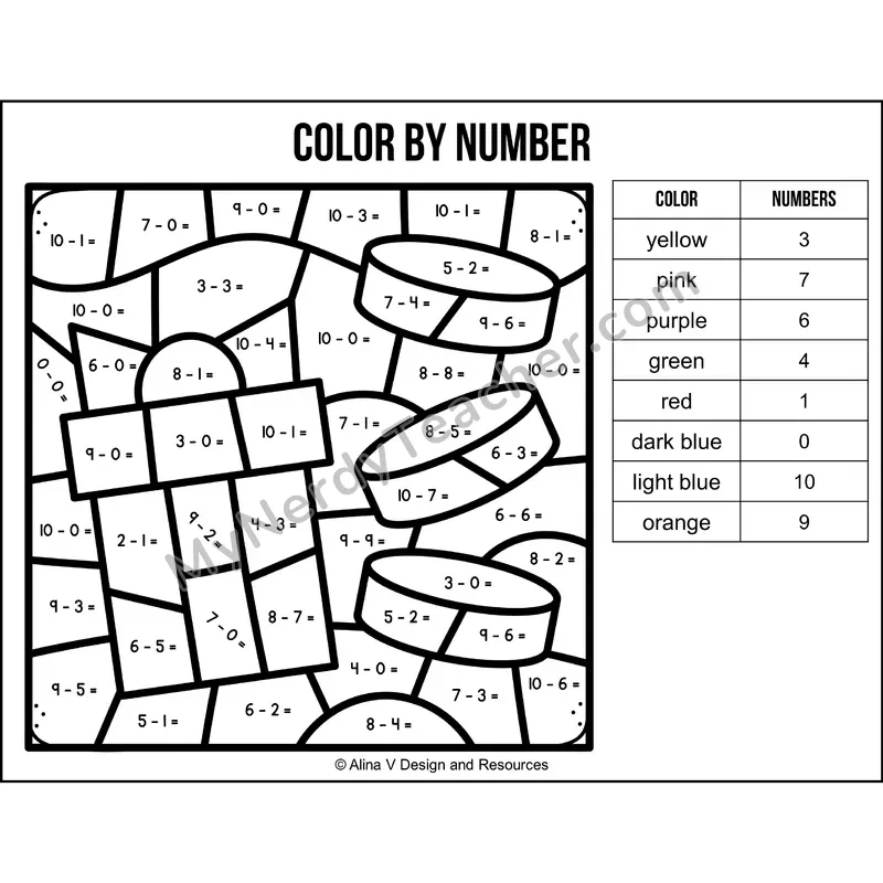 Subtraction Within 10 Color by Number — Diwali Mystery Picture 5