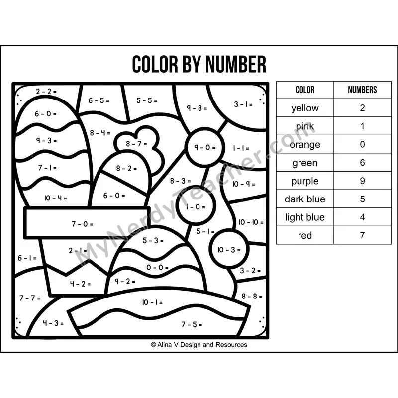 Subtraction Within 10 Color by Number — Cinco de Mayo Mystery Picture 6