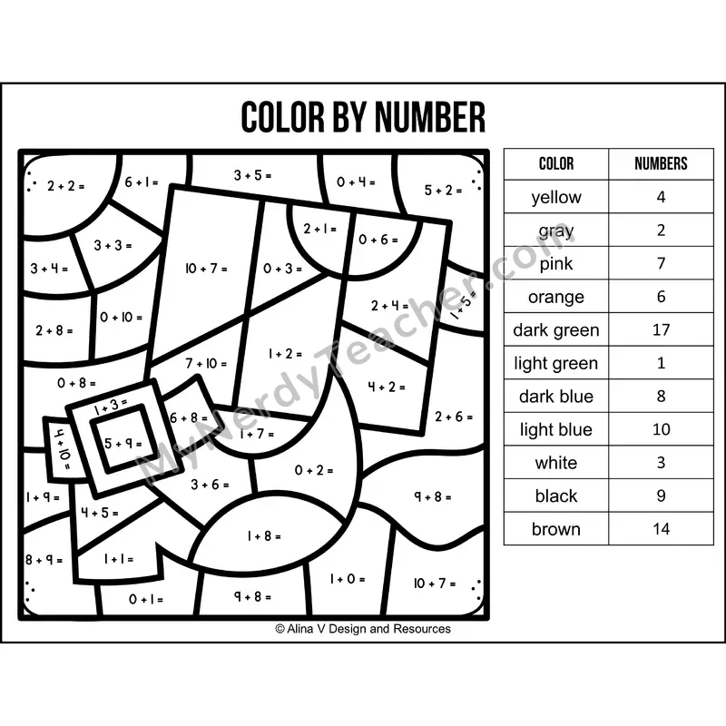 Addition Within 20 Color by Number — St. Patrick's Day Mystery Picture 1