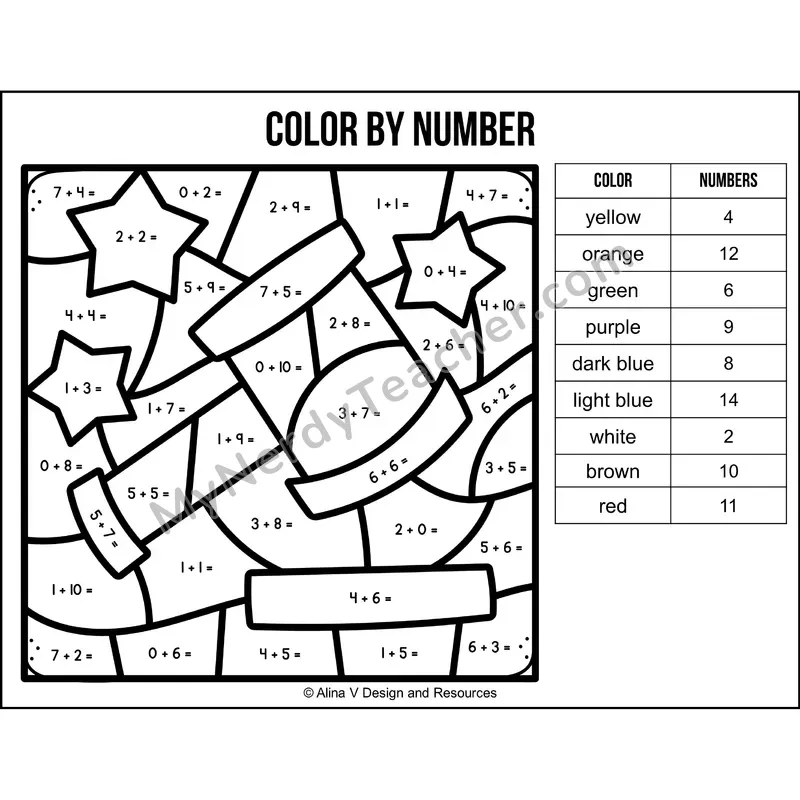 Addition Within 20 Color by Number — MLK Day Mystery Picture 1
