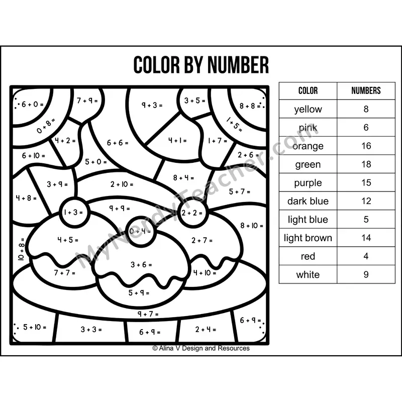 Addition Within 20 Color by Number — Hanukkah Mystery Picture 6
