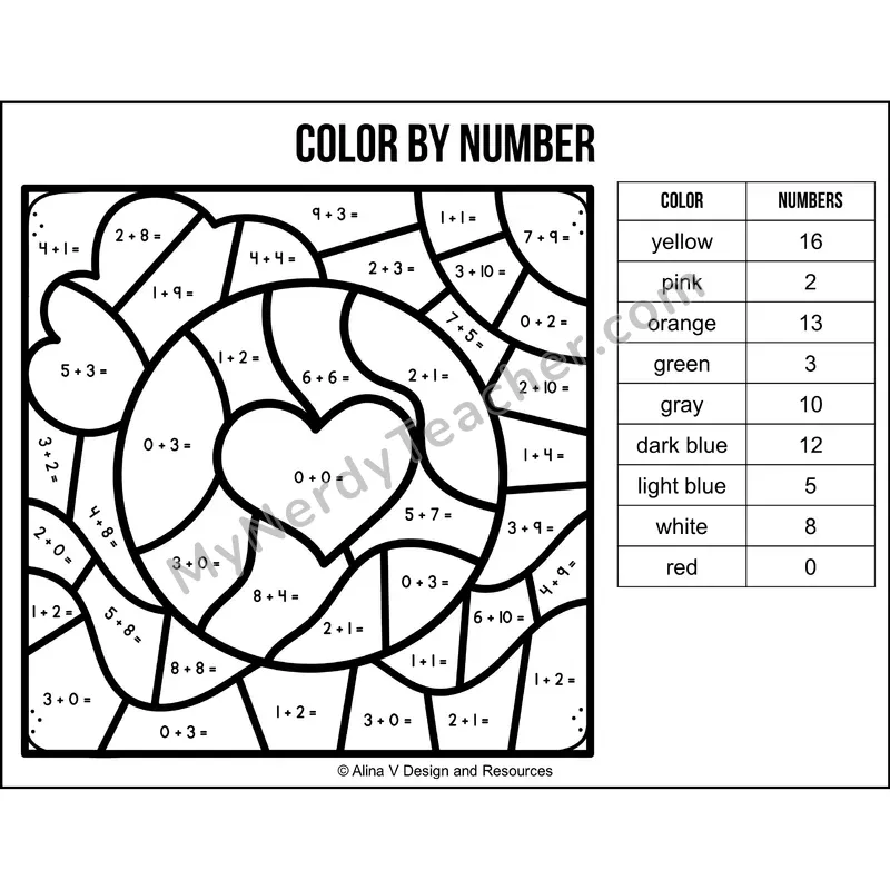 Addition Within 20 Color by Number — Earth Day Mystery Picture 3