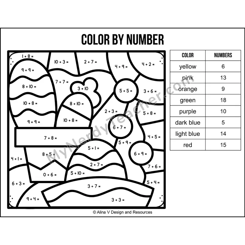 Addition Within 20 Color by Number — Cinco de Mayo Mystery Picture 6