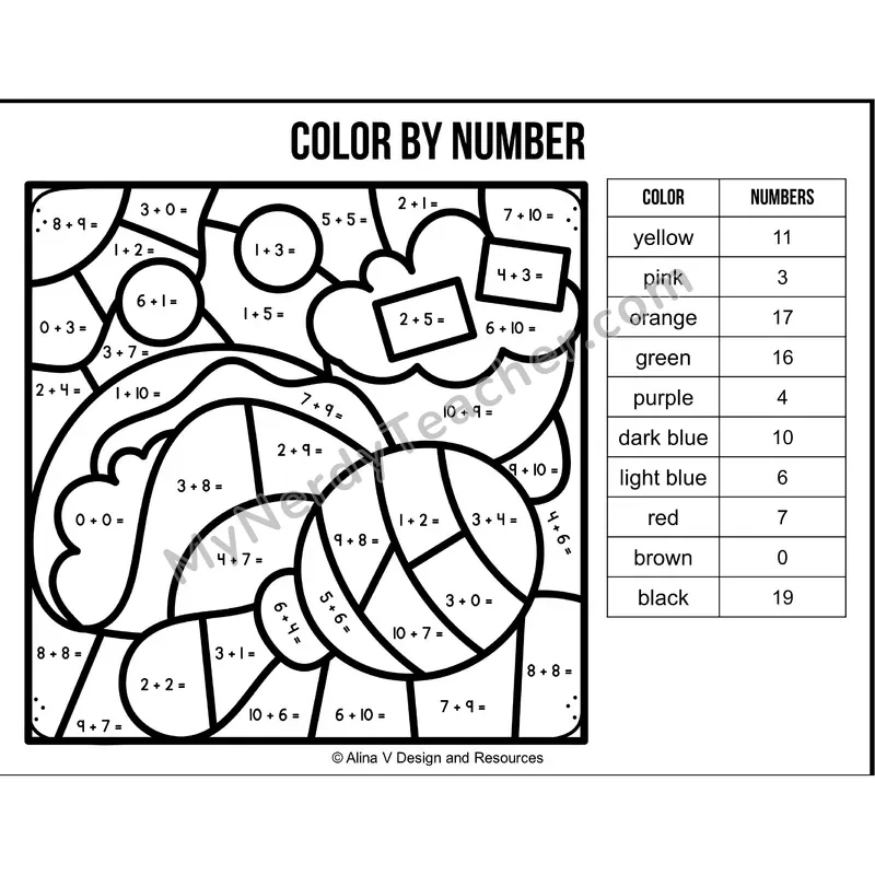 Addition Within 20 Color by Number — Cinco de Mayo Mystery Picture 5