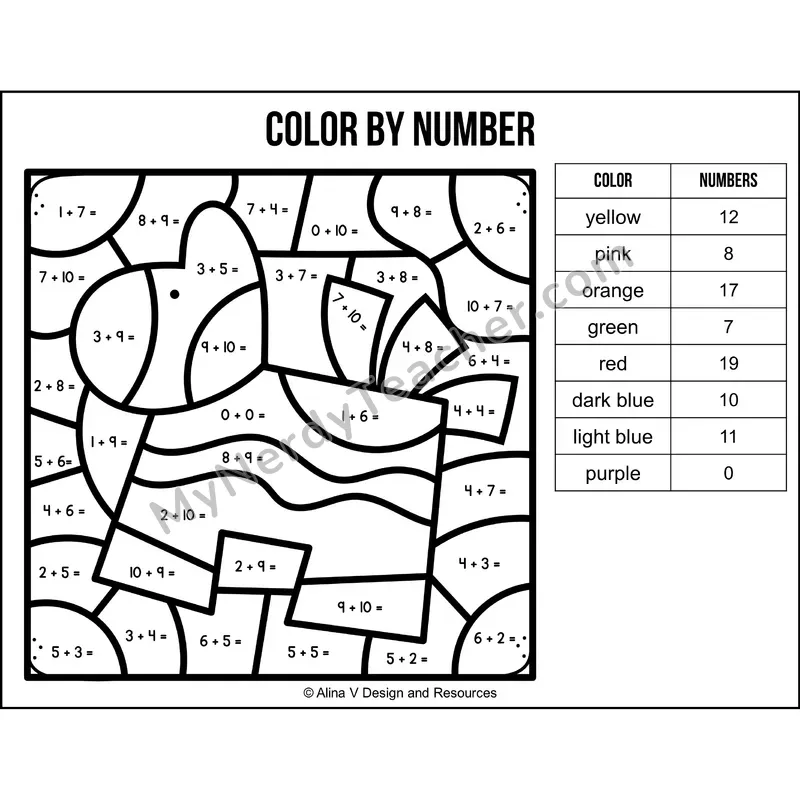 Addition Within 20 Color by Number — Cinco de Mayo Mystery Picture 3
