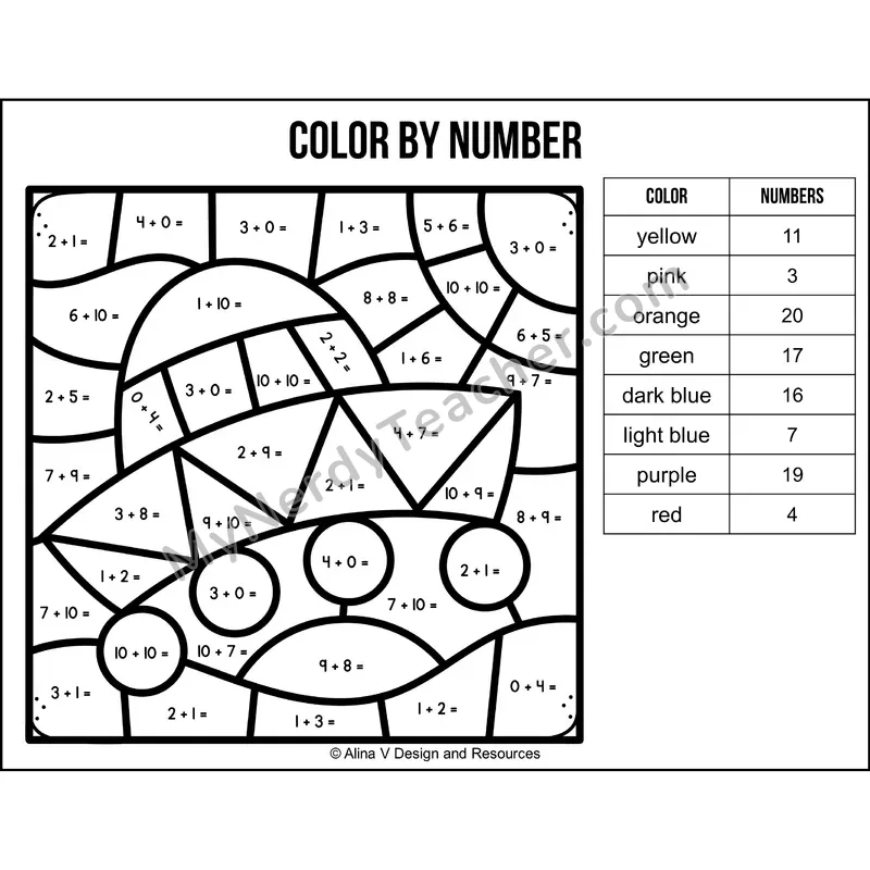 Addition Within 20 Color by Number — Cinco de Mayo Mystery Picture 1