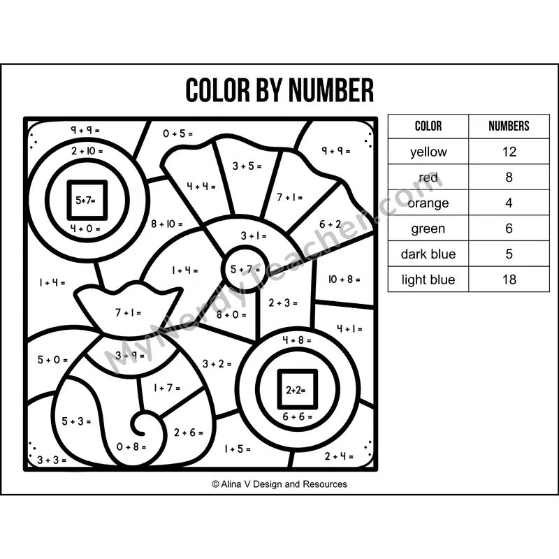 Addition Within 20 Color by Number — Chinese New Year Mystery Picture 5