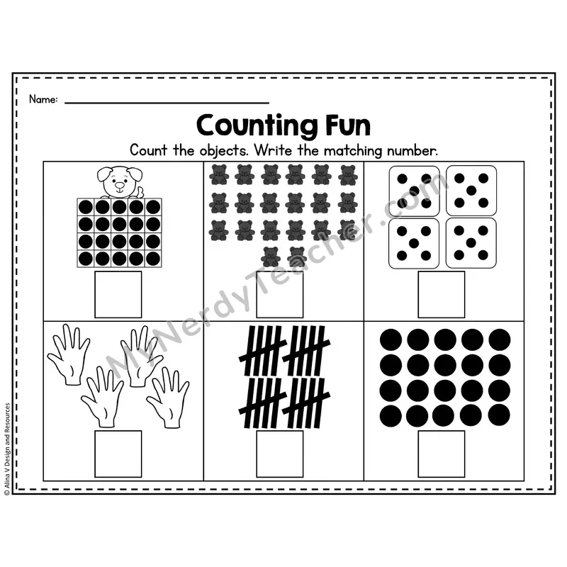Number 20 Worksheet — Counting Objects