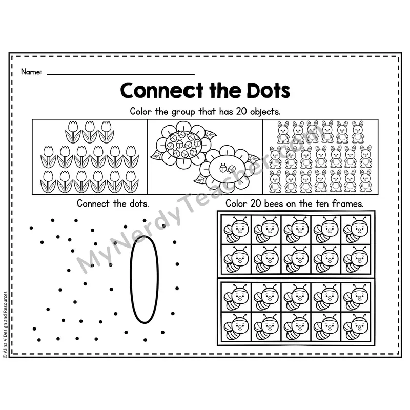 Number 20 Worksheet — Connect the Dots Counting
