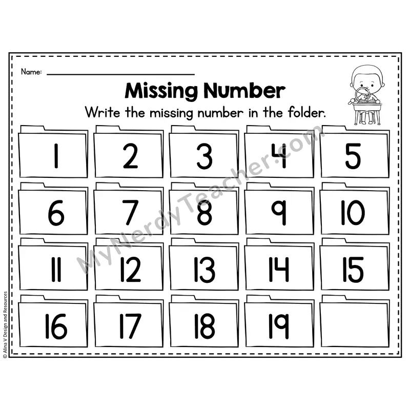 Number 20 Worksheet — Missing Numbers to 20